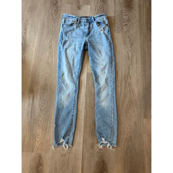 Abercrombie & Fitch Mid Rise Super Skinny Ankle Jeans Distress Raw Hem Size 26/2 - Picture 1 of 4